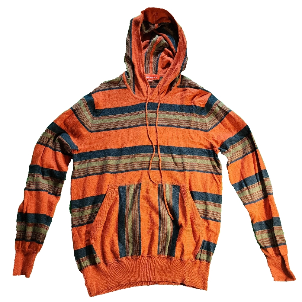 JackThreads Lightweight Striped Orange Sweatshirt Men's Small